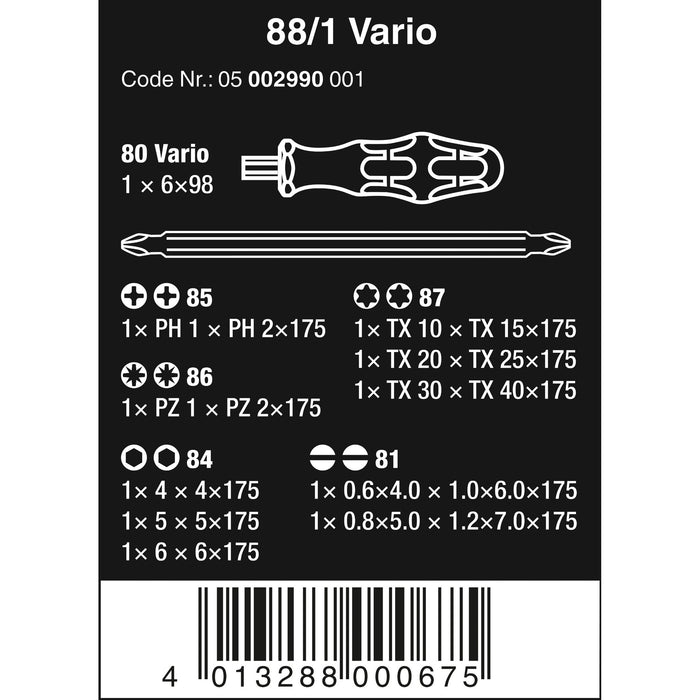 Wera 88/1 Vario set, 11 pieces