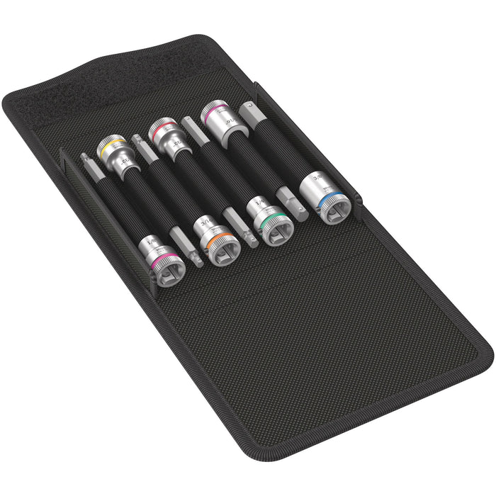 Wera 8740 B HF Imperial 1 Zyklop bit socket set with holding function, 3/8" drive, 7
