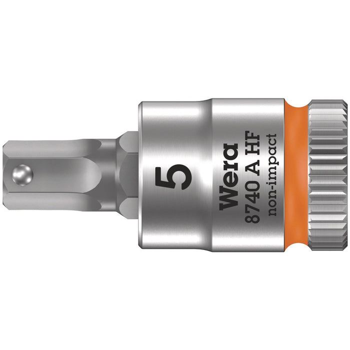 Wera 8740 A HF Zyklop bit socket with holding function, 1/4" drive, 5 x 28 mm