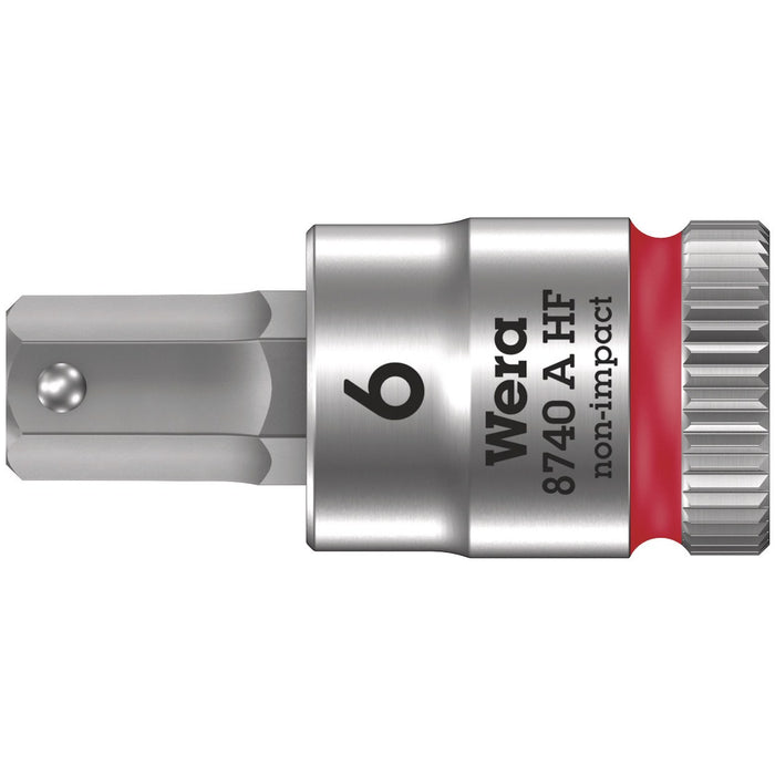 Wera 8740 A HF Zyklop bit socket with holding function, 1/4" drive, 6 x 28 mm