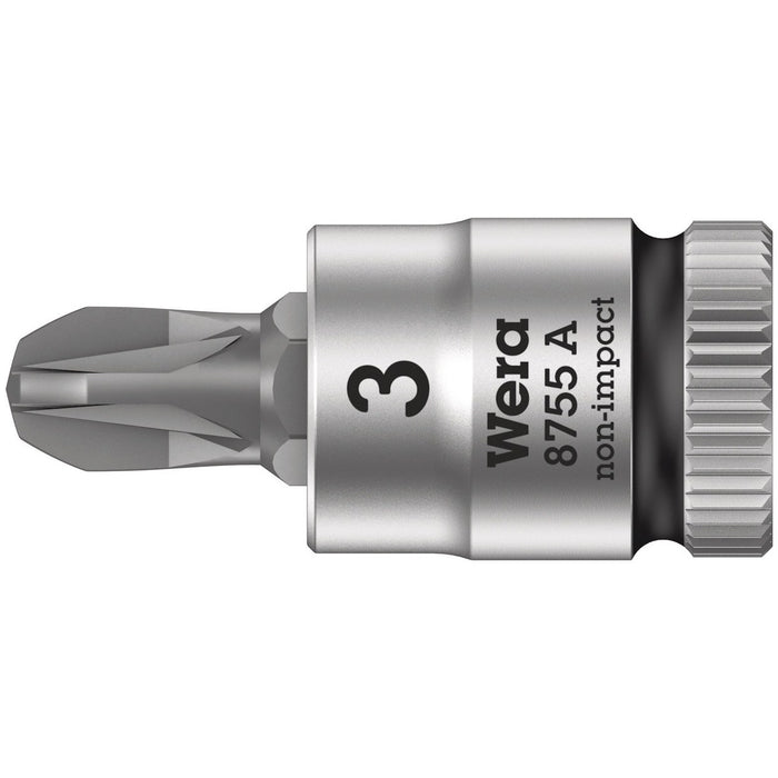 Wera 8755 A Pozidriv Zyklop bit socket, 1/4" drive, PZ 3 x 28 mm