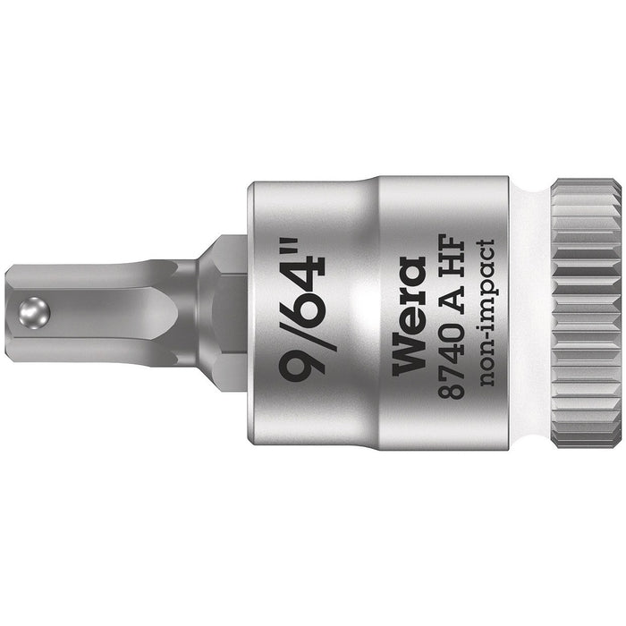 Wera 8740 A HF Zyklop bit socket with holding function, 1/4" drive, 9/64" x 28 mm