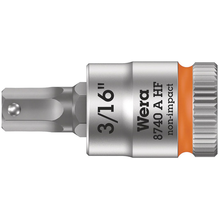 Wera 8740 A HF Zyklop bit socket with holding function, 1/4" drive, 3/16" x 28 mm