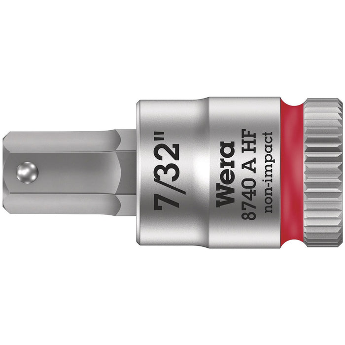 Wera 8740 A HF Zyklop bit socket with holding function, 1/4" drive, 7/32" x 28 mm