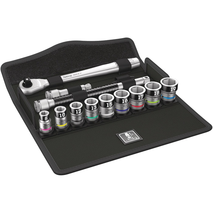 Wera 8100 SB HF 1 Zyklop Metal Ratchet Set with switch lever, 3/8" drive, with holding