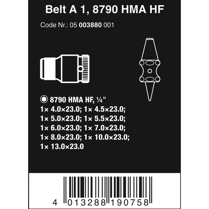 Wera Belt A 1 Zyklop socket set with holding function, 1/4" drive, 10 pieces