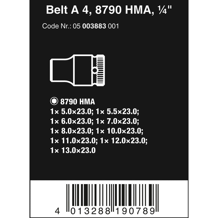 Wera Belt A 4 Zyklop socket set, 1/4" drive, 9 pieces