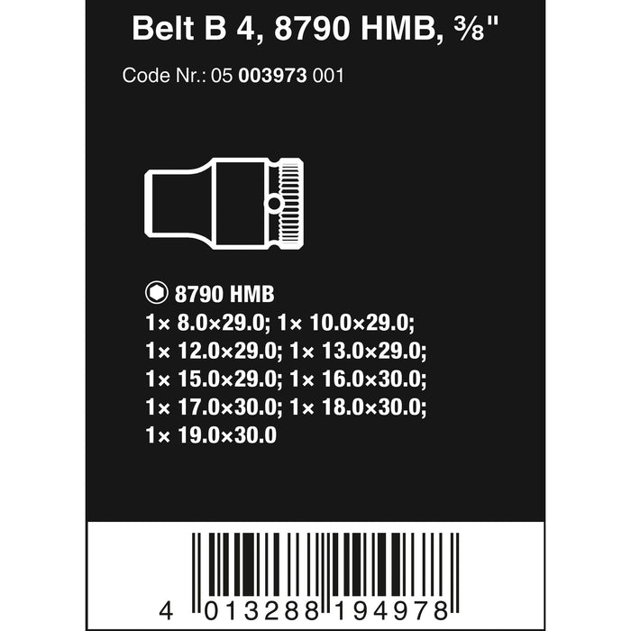 Wera Belt B 4 Zyklop socket set, 3/8" drive, 9 pieces