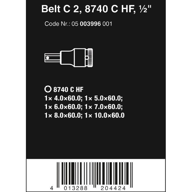 Wera Belt C 2 Zyklop In-Hex-Plus bit socket set with holding function, 1/2" drive, 6