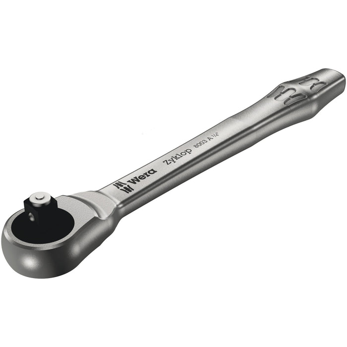 Wera 8003 A Zyklop Metal Ratchet with push-through square and 1/4" drive, 1/4" x 141