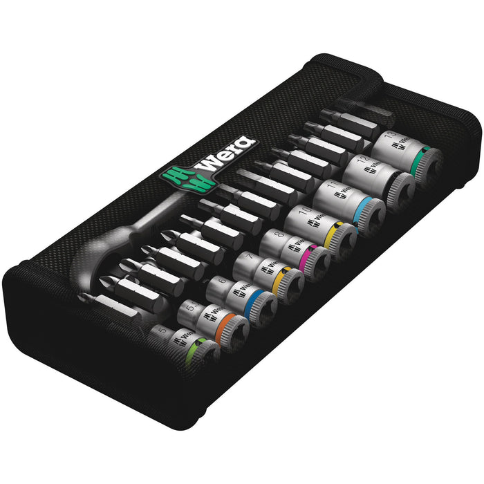 Wera 8100 SA 7 Zyklop Metal Ratchet Set with push-through square, 1/4" drive, metric,