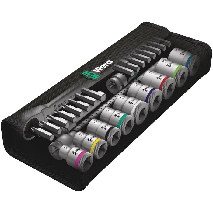 Wera 8100 SB 7 Zyklop Metal Ratchet Set with push-through square, 3/8" drive, metric,