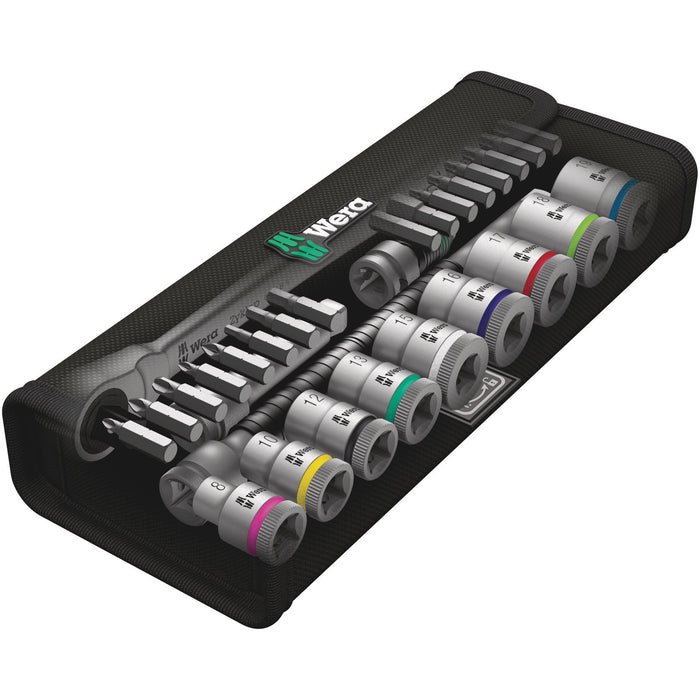 Wera 8100 SB 8 Zyklop Metal Ratchet Set with switch lever, 3/8" drive, metric, 29 pieces