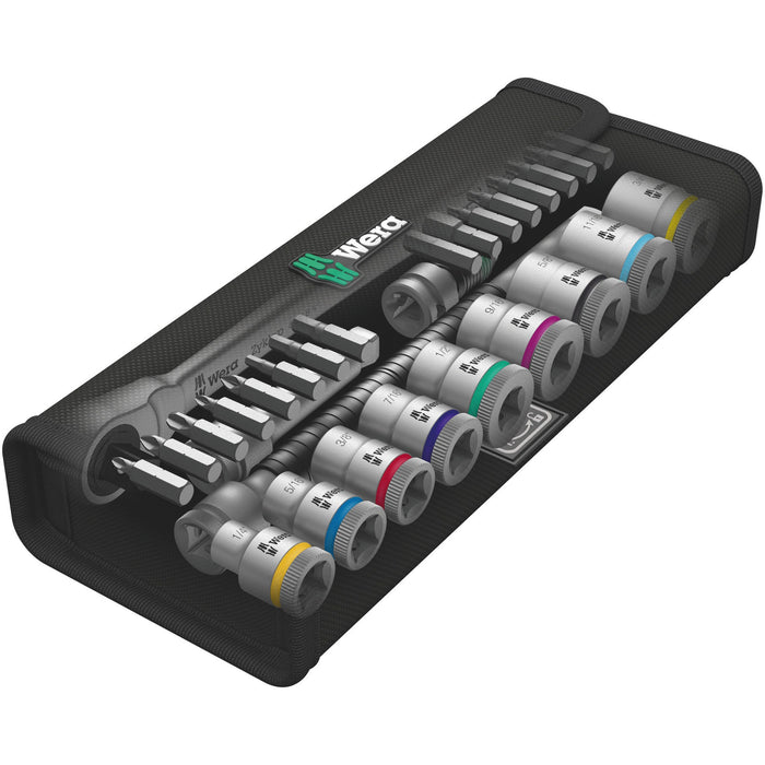 Wera 8100 SB 11 Zyklop Metal Ratchet Set with switch lever, 3/8" drive, imperial, 29