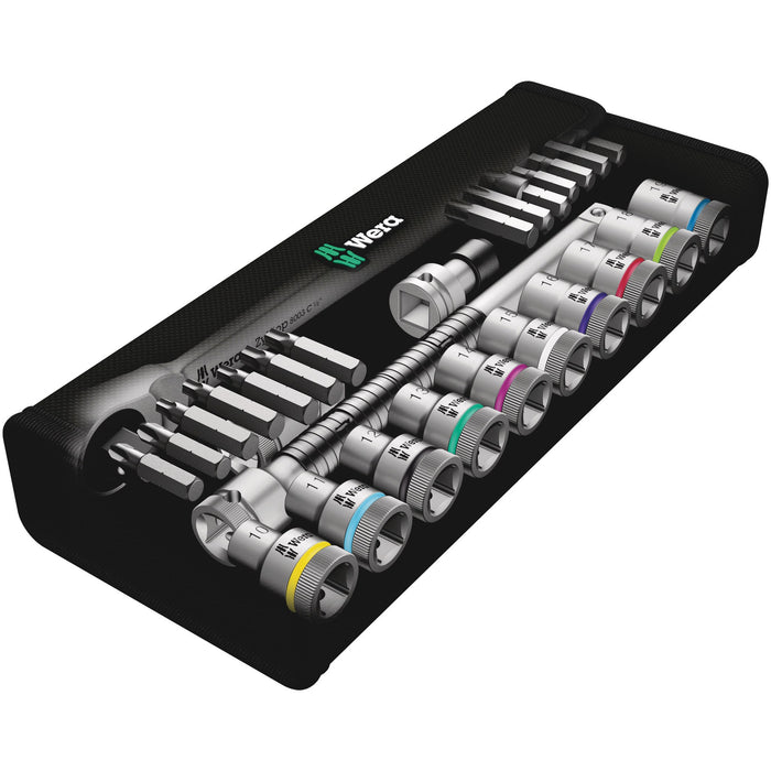 Wera 8100 SC 7 Zyklop Metal Ratchet Set with push-through square, 1/2" drive, metric,