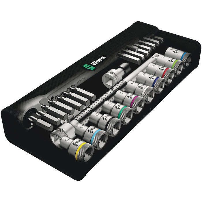 Wera 8100 SC 8 Zyklop Metal Ratchet Set with switch lever, 1/2" drive, metric, 28 pieces