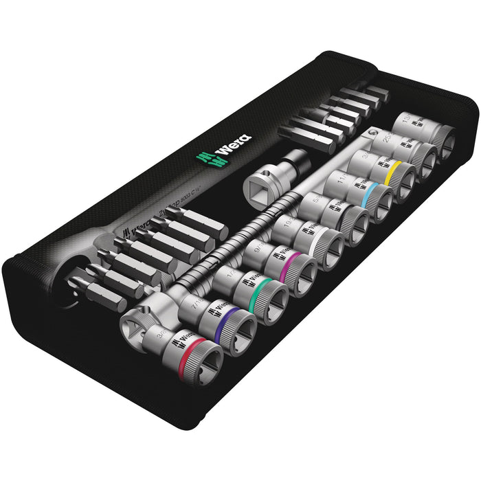 Wera 8100 SC 10 Zyklop Metal Ratchet Set with push-through square, 1/2" drive,