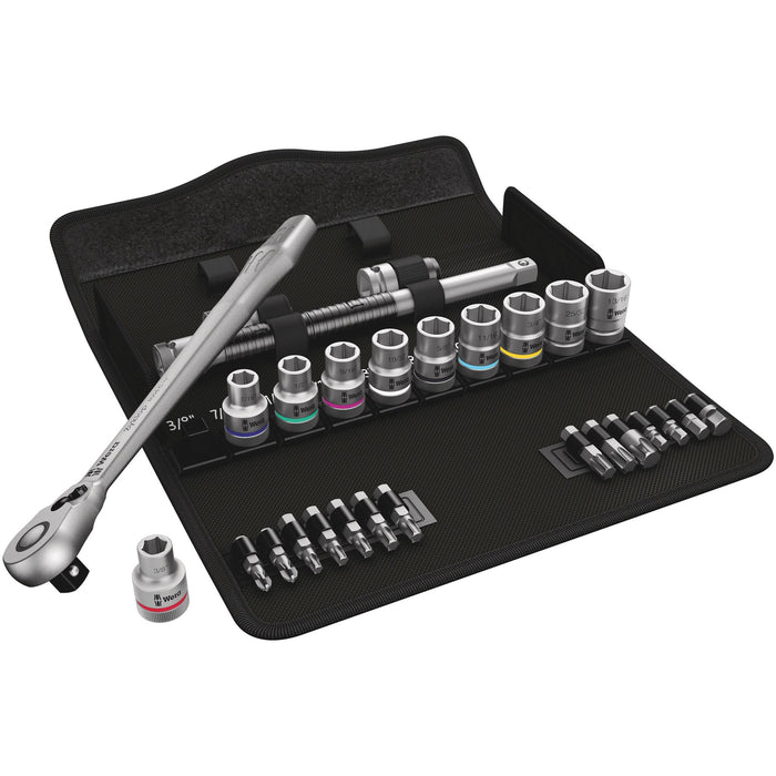 Wera 8100 SC 11 Zyklop Metal Ratchet Set with switch lever, 1/2" drive, imperial, 28