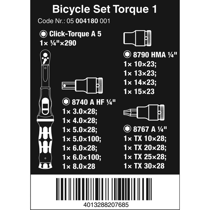 Wera Bicycle Set Torque 1, 2.5-25 Nm, 16 pieces