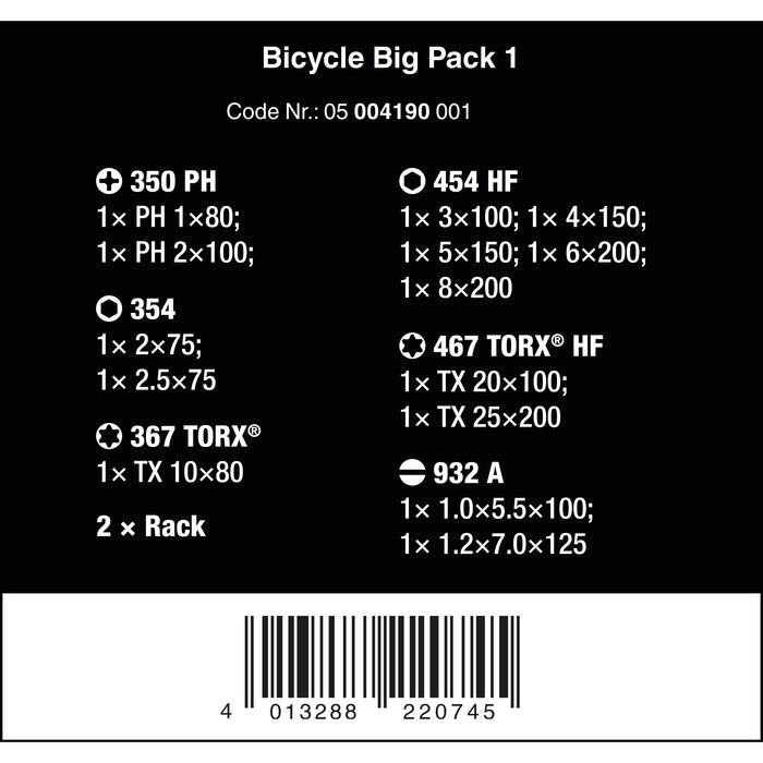 Wera Bicycle Big Pack 1, 14 pieces