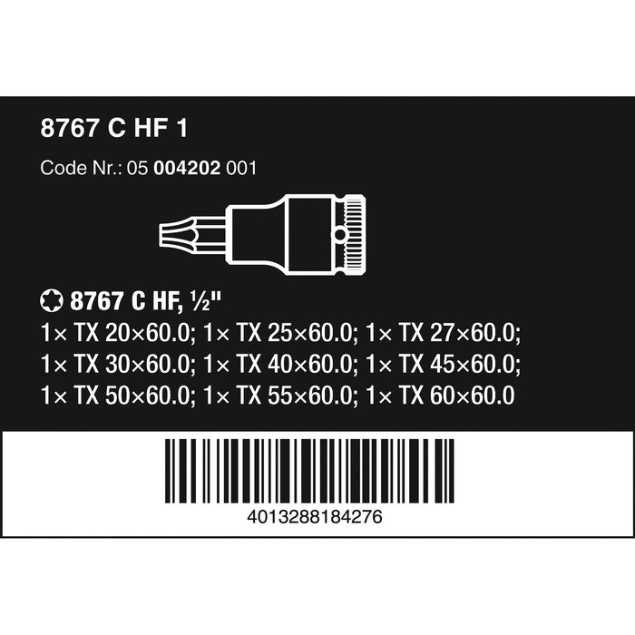 Wera 8767 C TORX® HF 1 Zyklop bit socket set with 1/2" drive, with holding function, 9