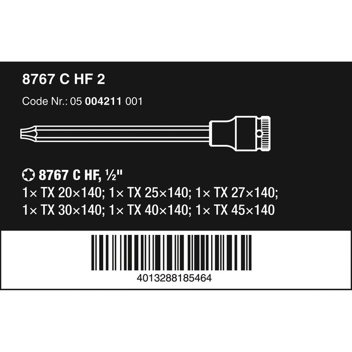 Wera 8767 C TORX® HF 2 Zyklop bit socket set with 1/2" drive, with holding function, 6