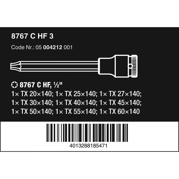 Wera 8767 C TORX® HF 3 Zyklop bit socket set with 1/2" drive, with holding function, 9