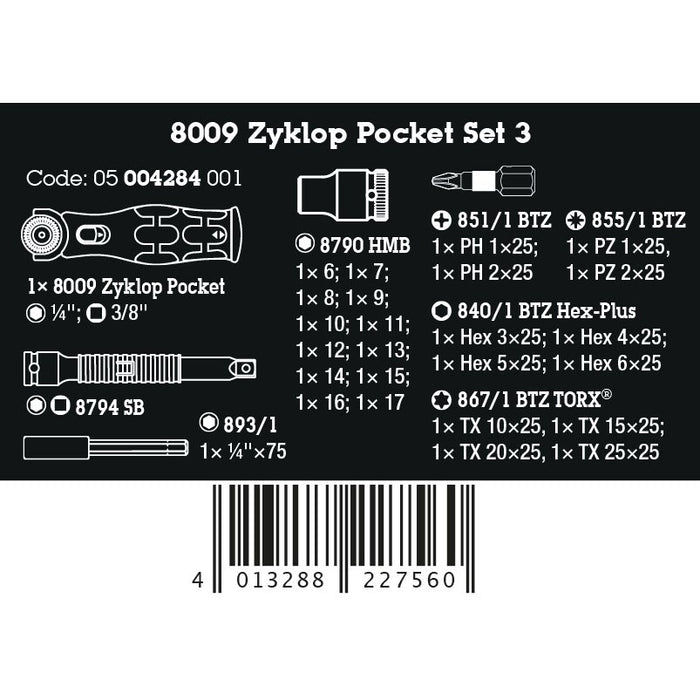 Wera 8009 Zyklop Pocket Set 3, 27 pieces