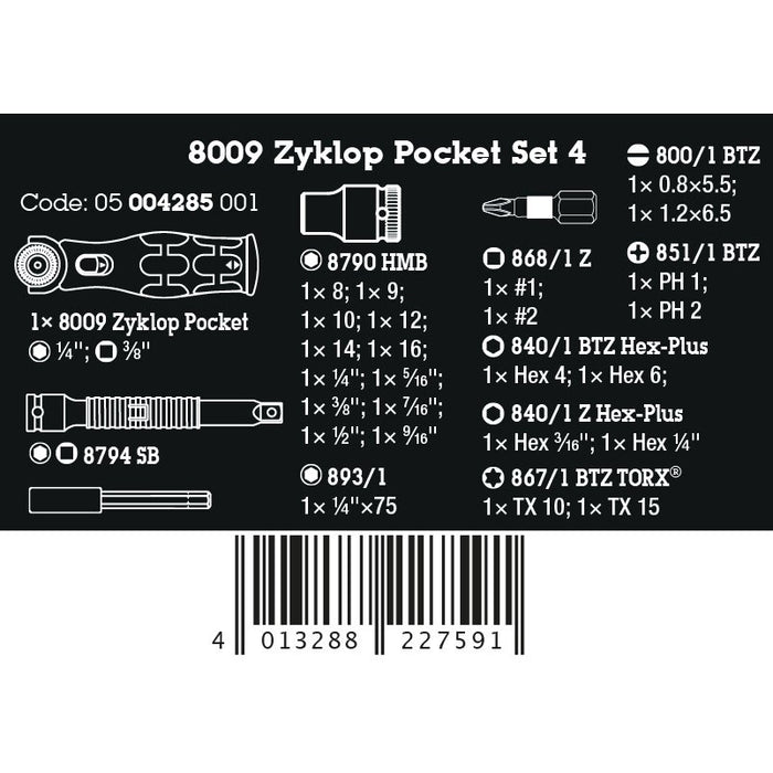 Wera 8009 Zyklop Pocket Set 4, 27 pieces