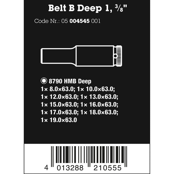 Wera Belt B Deep 1 socket set, 3/8" drive, 9 pieces