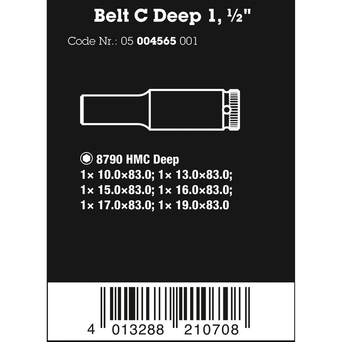 Wera Belt C Deep 1 socket set, 1/2" drive, 6 pieces