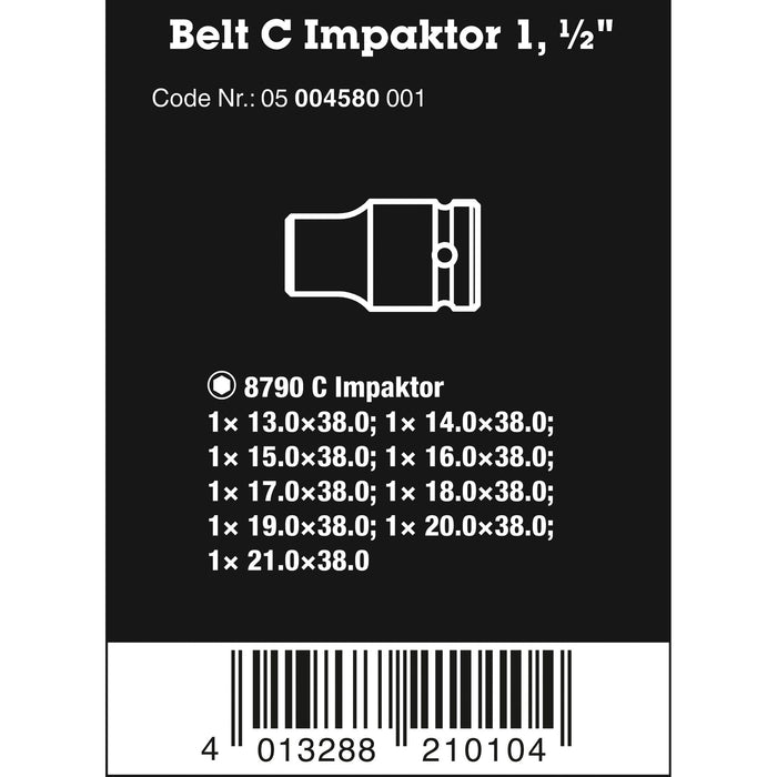 Wera Belt C Impaktor 1 socket set, 1/2" drive, 10 pieces