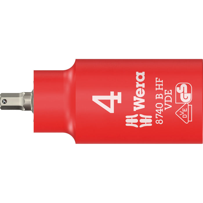 Wera 8740 B VDE HF Zyklop Hex bit socket, insulated, with holding function, 3/8" drive, 4