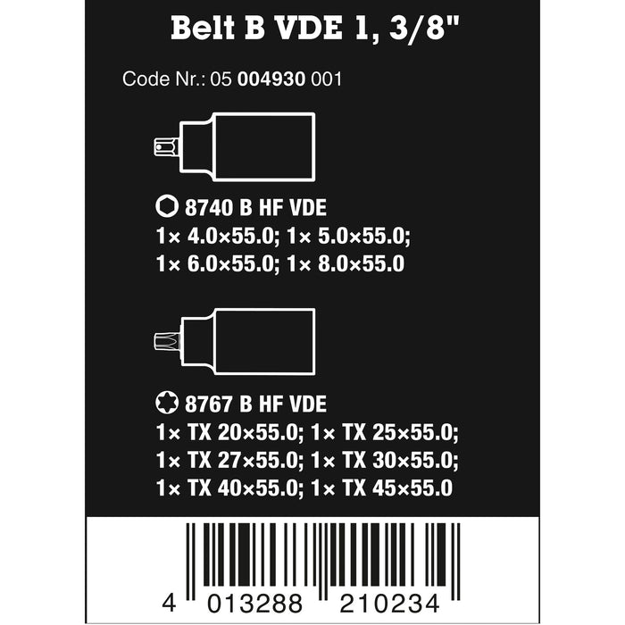 Wera Belt B VDE 1 Zyklop bit socket set TORX® / hexagonal socket with holding function,