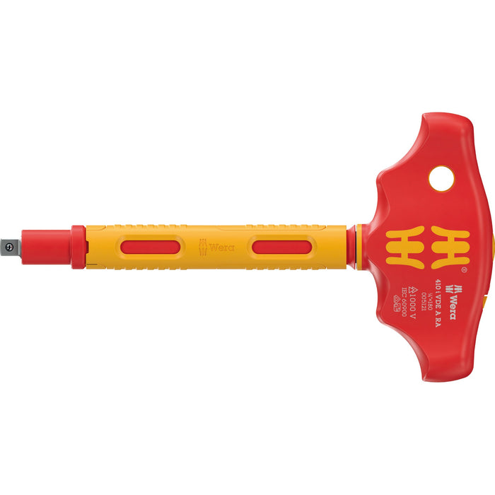 Wera 410 i VDE A RA VDE-insulated T-handle adapter screwdriver with ratchet