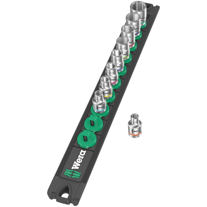 Wera Magnetic socket rail A Imperial 1 Zyklop socket set, 1/4" drive, imperial, 9 pieces