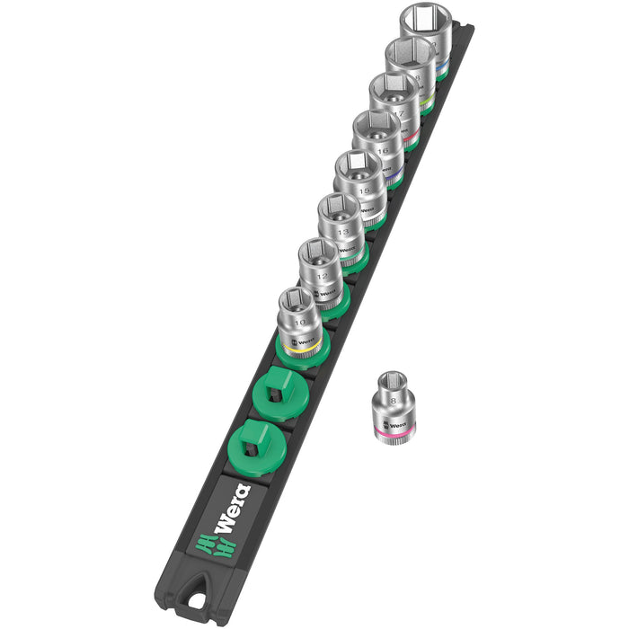 Wera Magnetic socket rail B 4 Zyklop socket set, 3/8" drive, 9 pieces