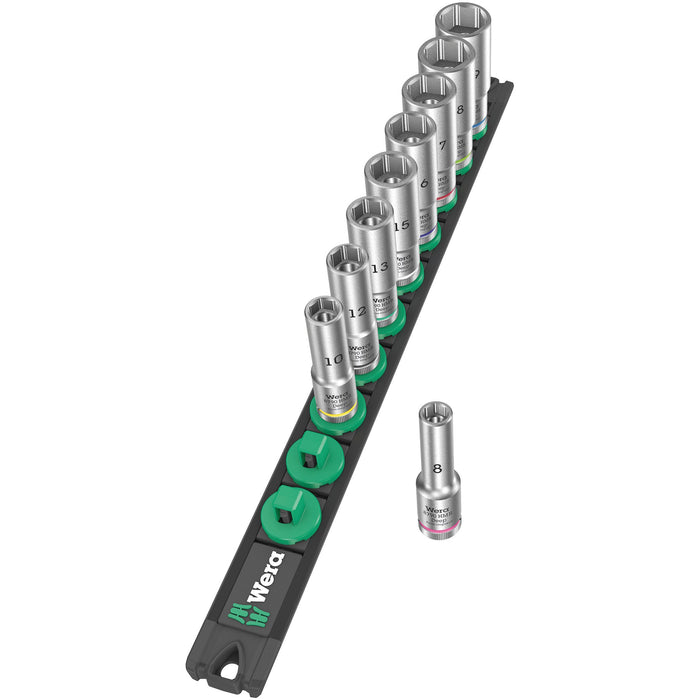 Wera Magnetic socket rail B Deep 1 socket set, 3/8" drive, 9 pieces