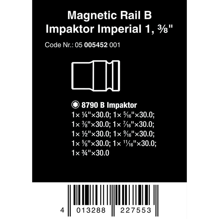Wera 9608 Magnetic rail B Impaktor Imperial 1, 9 pieces
