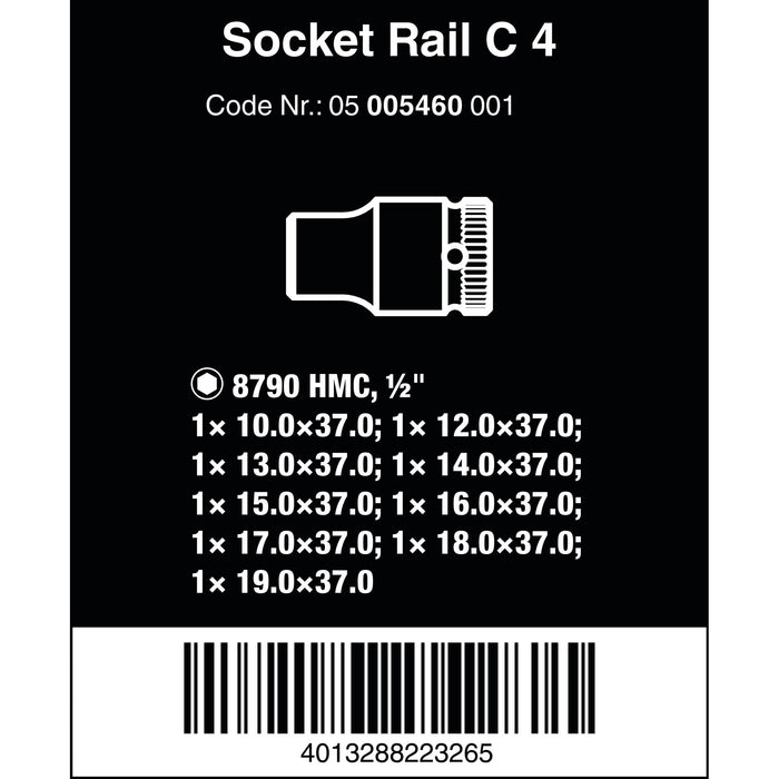 Wera Magnetic socket rail C 4 Zyklop socket set, 1/2" drive, 9 pieces