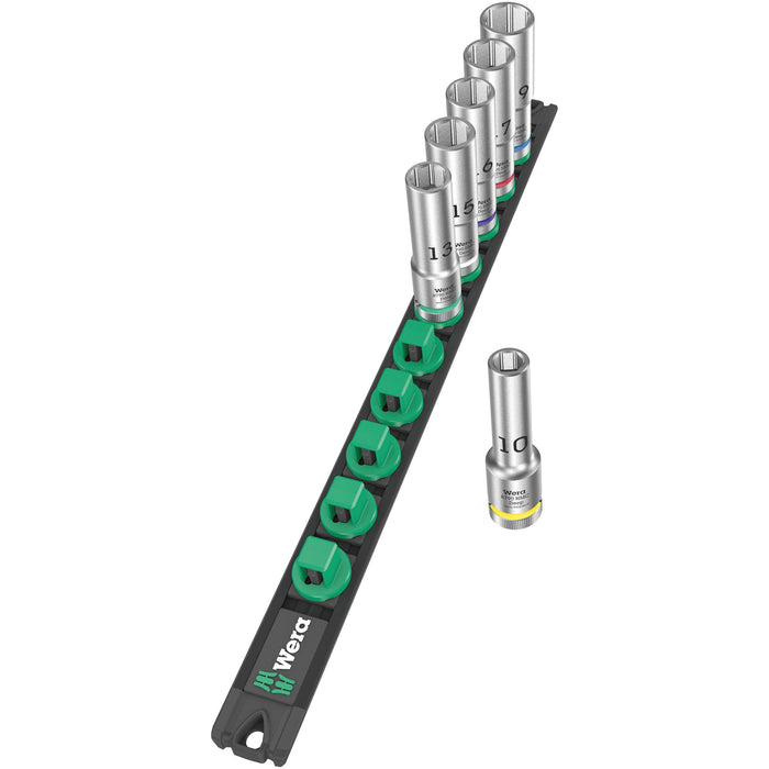 Wera Magnetic socket rail C Deep 1 socket set, 1/2" drive, 6 pieces