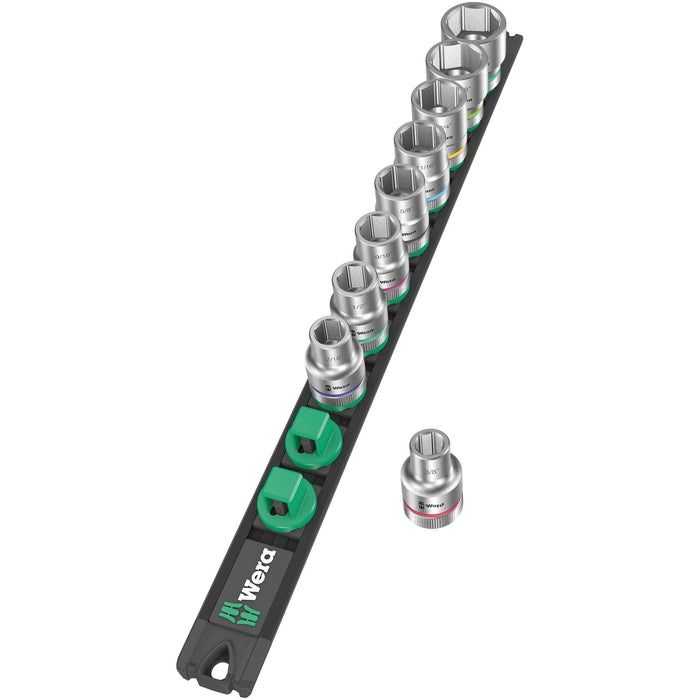 Wera Magnetic socket rail C Imperial 1 Zyklop socket set, 1/2" drive, imperial, 9 pieces