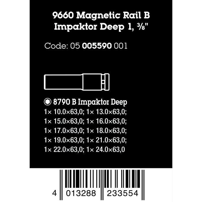 Wera 9660 Magnetic rail B Impaktor Deep 1 socket set, 3/8" drive, 10 pieces