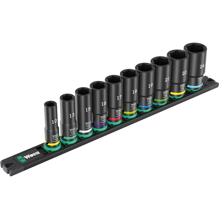Wera 9660 Magnetic rail B Impaktor Deep 1 socket set, 3/8" drive, 10 pieces