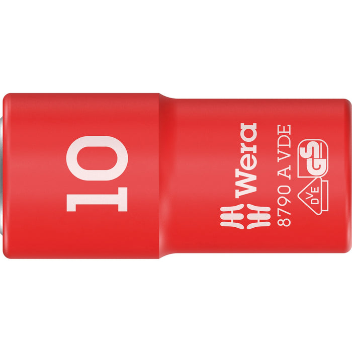 Wera 8790 A VDE Zyklop Socket, insulated, with 1/4" drive, 10 x 41 mm