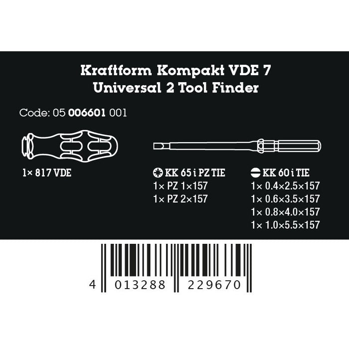 Wera Kraftform Kompakt VDE 7 Universal 2 Tool finder, 7 pieces