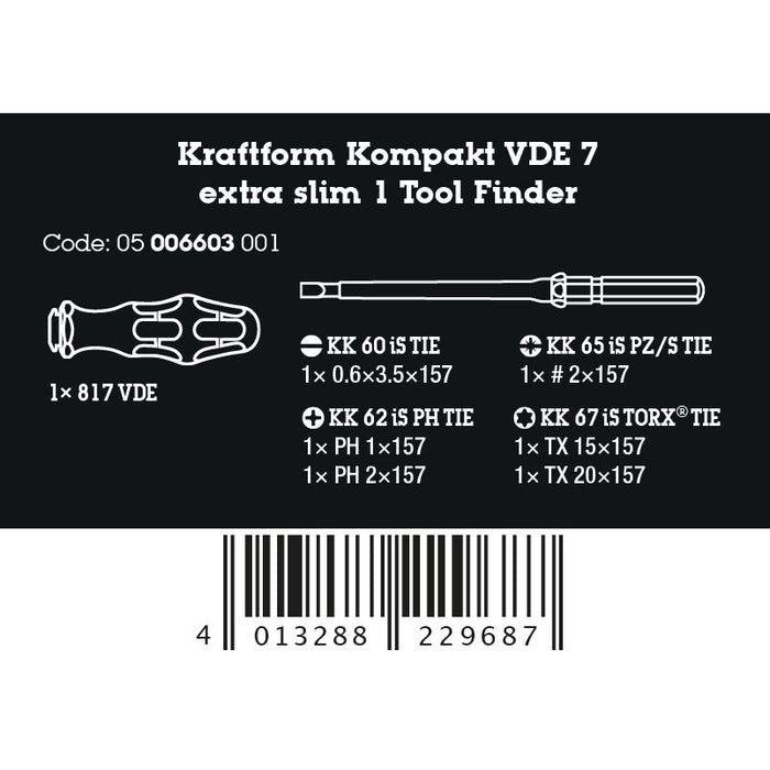 Wera Kraftform Kompakt VDE 7 extra slim 1 Tool finder, 7 pieces
