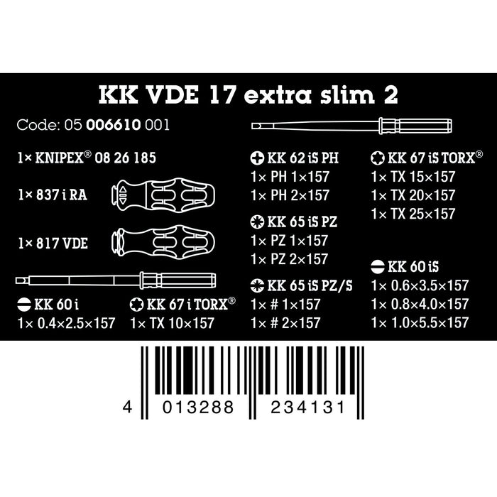 Wera Kraftform Kompakt VDE 17 extra slim 2 Tool finder, 17 pieces
