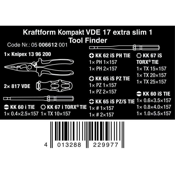 Wera Kraftform Kompakt VDE 17 extra slim 1 Tool finder, 17 pieces
