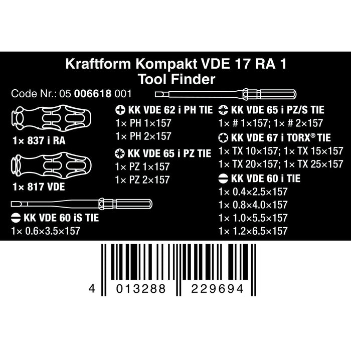 Wera Kraftform Kompakt VDE 17 RA 1, 17 pieces